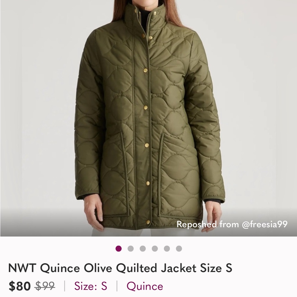 Quince Dark Green Quilted Women's Puffer Jacket